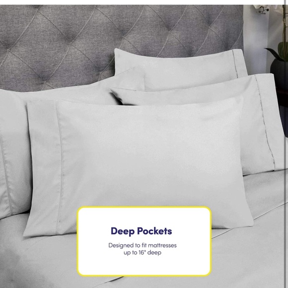 Twin Size Bed Sheets - 4 Piece 1500 Supreme Collection Fine, Twin, Silver - Picture 5 of 7